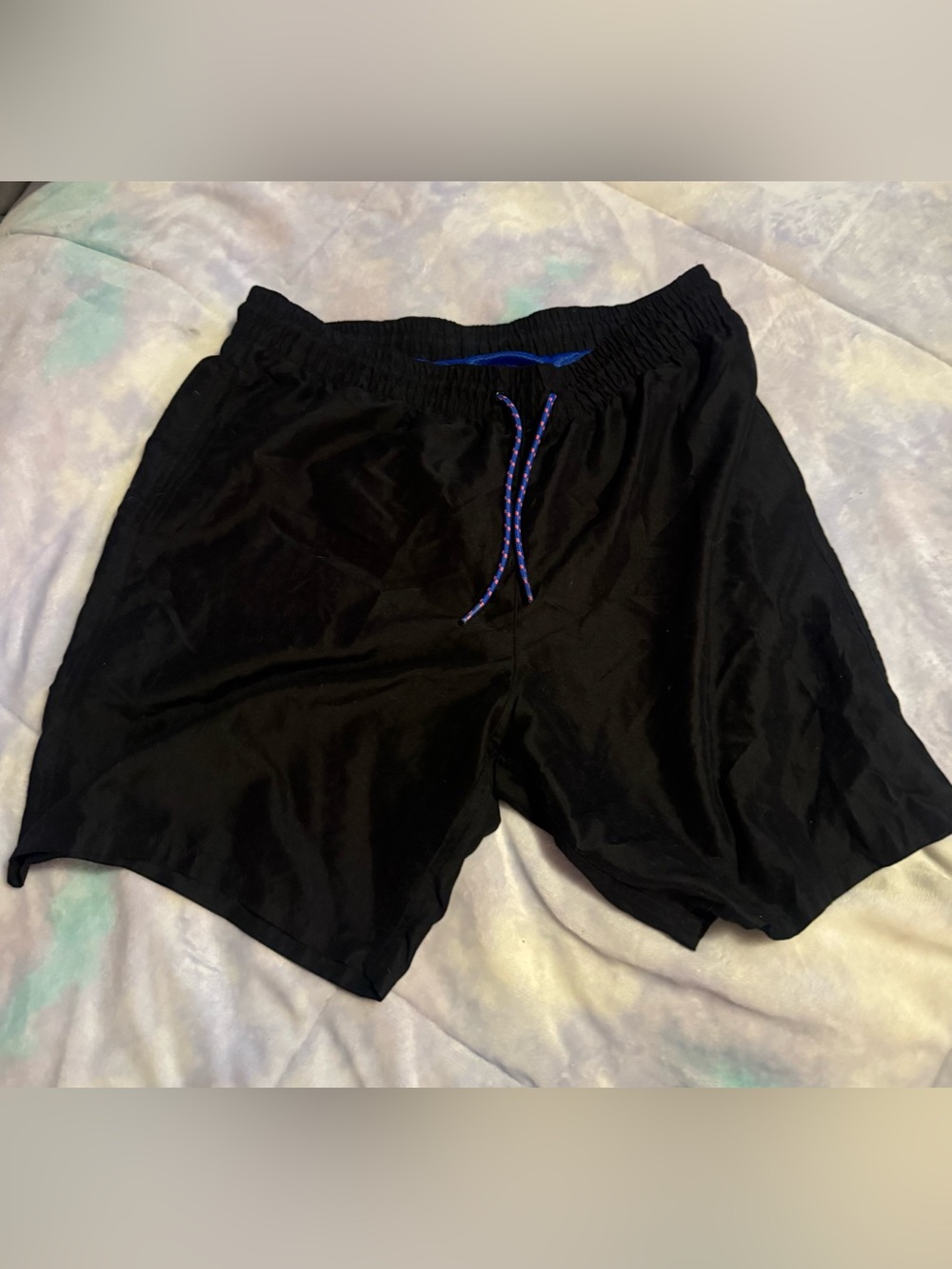 Old Navy Black Swim Trunks with Blue Drawcord